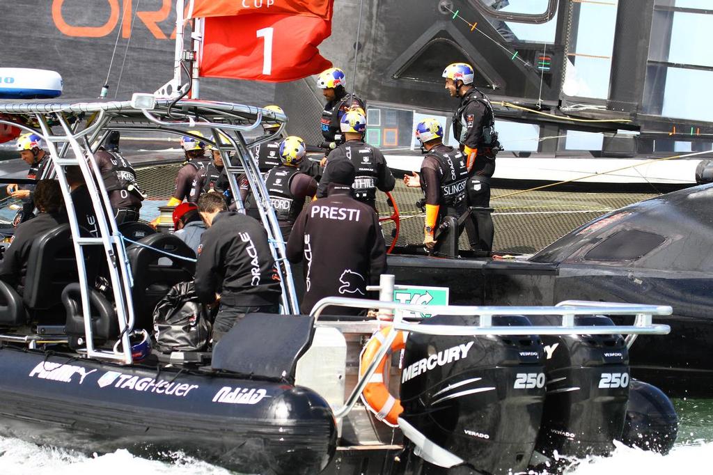 Oracle Team USA gets another visit from Performance Coach Philippe Presti  © Richard Gladwell www.photosport.co.nz